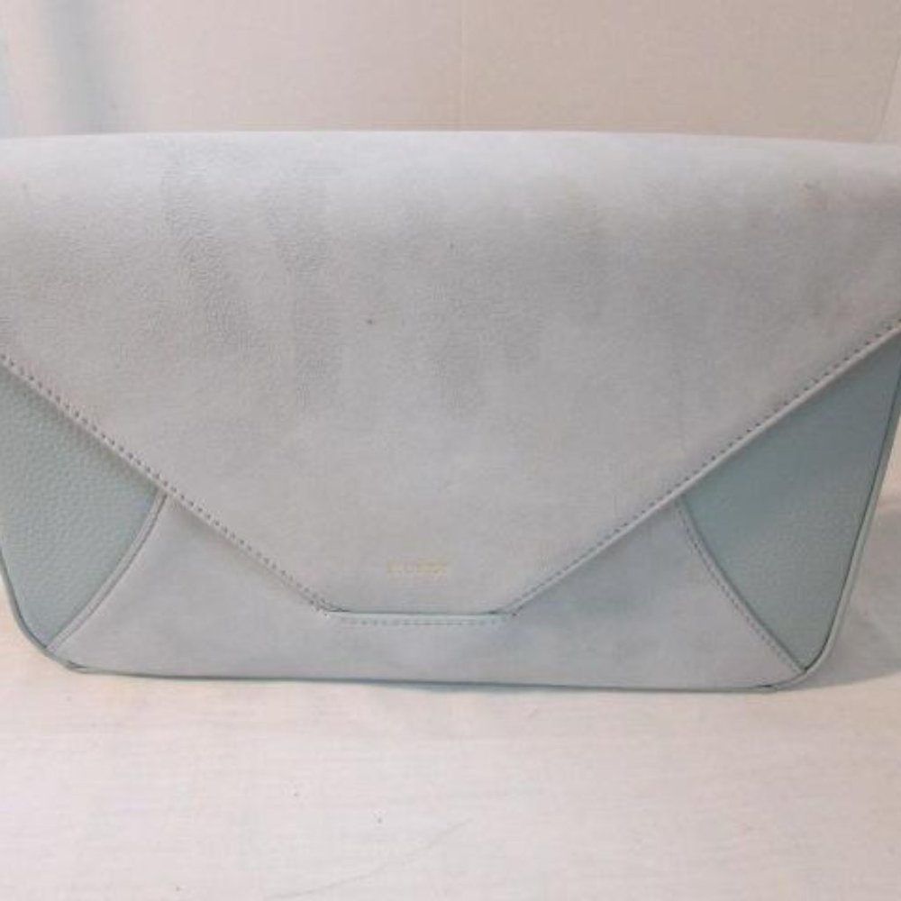 Mezzi Baby Blue Suede and Pebble Leather Clutch